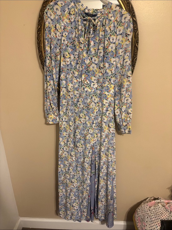 Polo Ralph Lauren Dresses & Skirts - Polo by Ralph Lauren Light Blue Floral Long Sleeve Maxi Dress